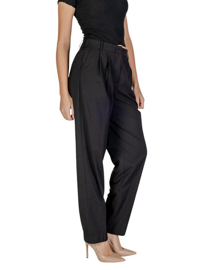 Vila Clothes Black Polyester Casual Pants