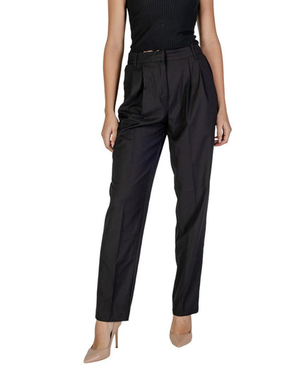 Vila Clothes Black Polyester Casual Pants