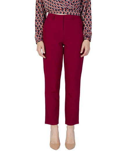 Vila Clothes Bordeaux Polyester Casual Pants