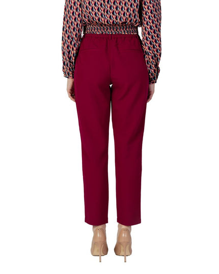 Vila Clothes Bordeaux Polyester Casual Pants