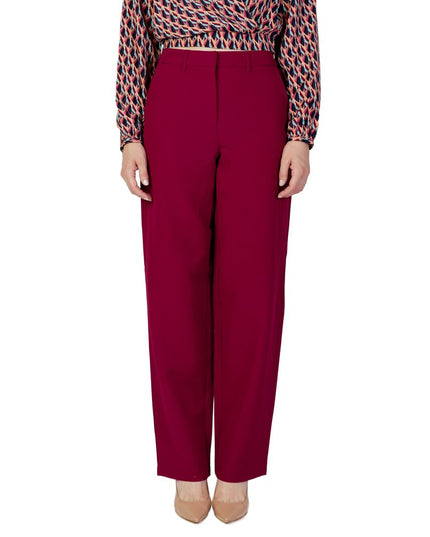 Vila Clothes Bordeaux Polyester Casual Pants
