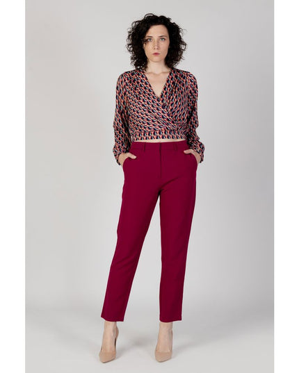 Vila Clothes Bordeaux Polyester Casual Pants