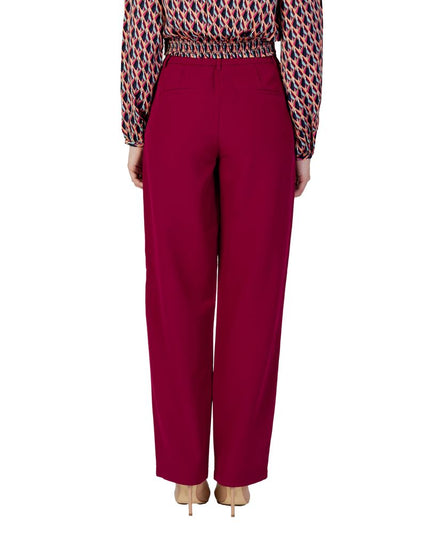 Vila Clothes Bordeaux Polyester Casual Pants