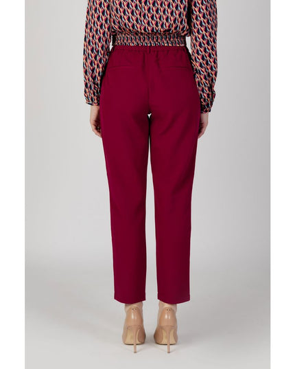 Vila Clothes Bordeaux Polyester Casual Pants