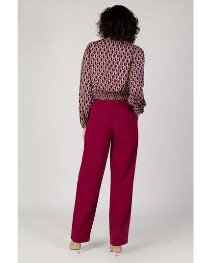 Vila Clothes Bordeaux Polyester Casual Pants
