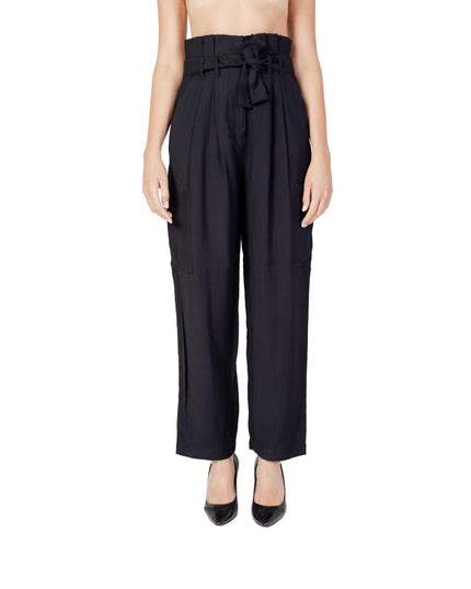 Vila Clothes Black Viscose Casual Pants