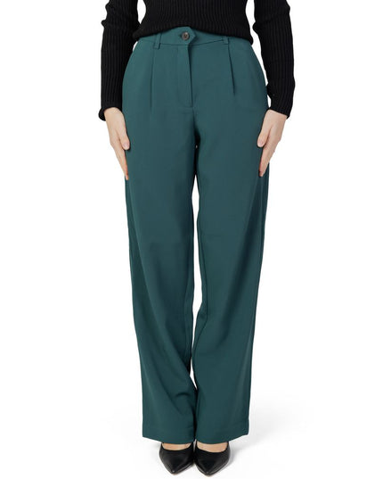 Vila Clothes Green Recycled Polyester Flared Pants
