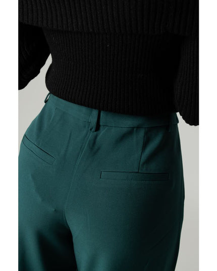 Vila Clothes Green Recycled Polyester Flared Pants