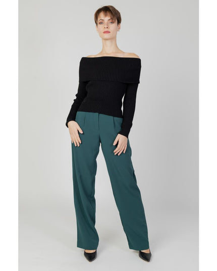 Vila Clothes Green Recycled Polyester Flared Pants