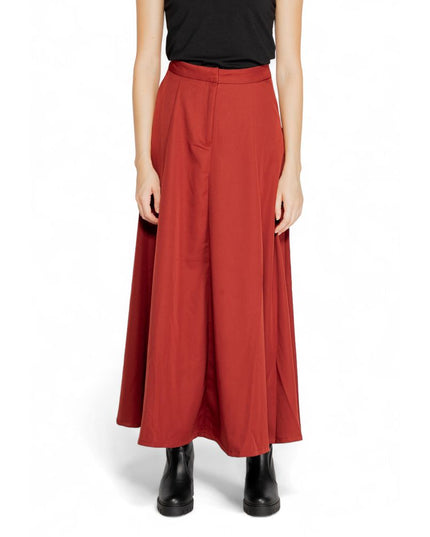 Vero Moda Red Polyester Long Skirt