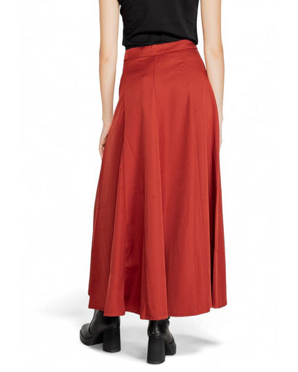 Vero Moda Red Polyester Long Skirt