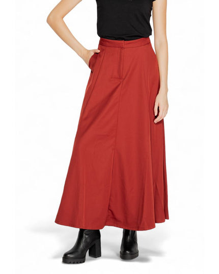 Vero Moda Red Polyester Long Skirt