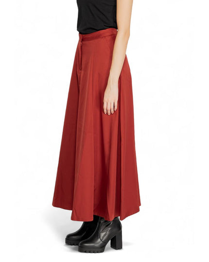 Vero Moda Red Polyester Long Skirt