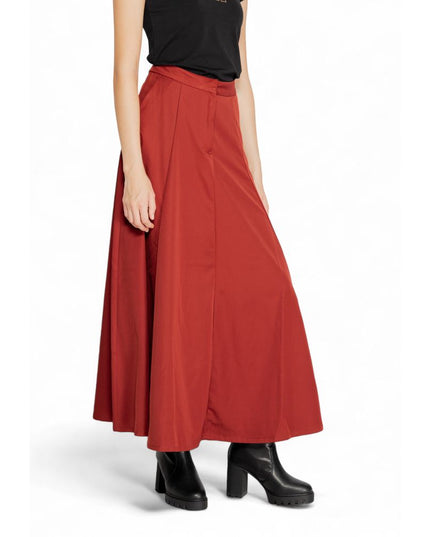 Vero Moda Red Polyester Long Skirt