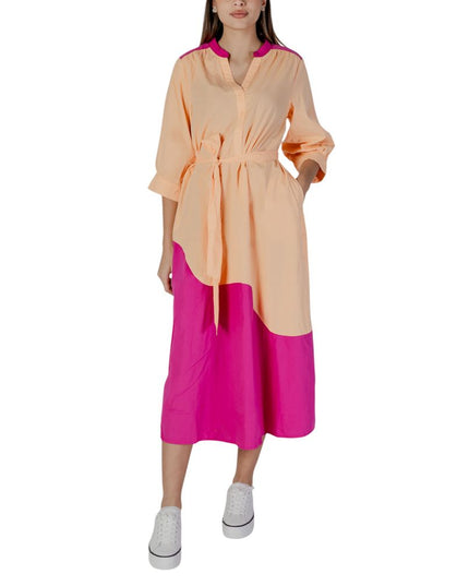 B.Young Orange Cotton Long Dress