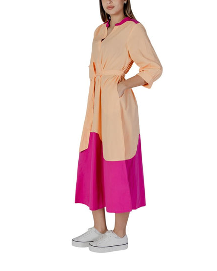 B.Young Orange Cotton Long Dress