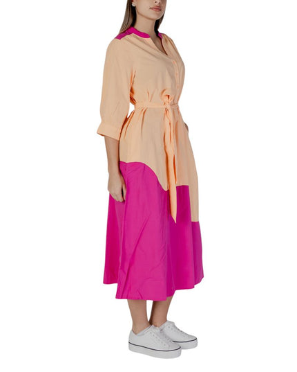 B.Young Orange Cotton Long Dress