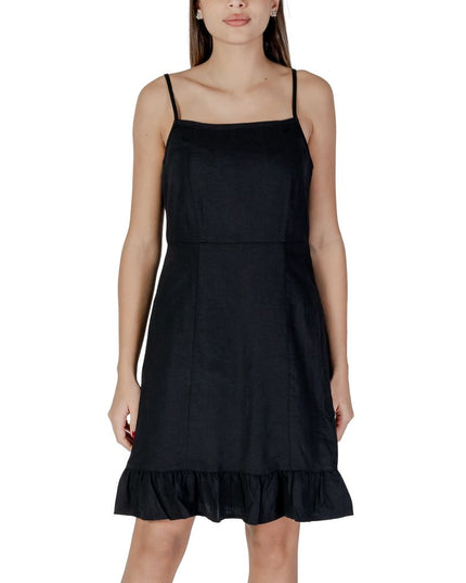B.Young Black Linen Midi Dress