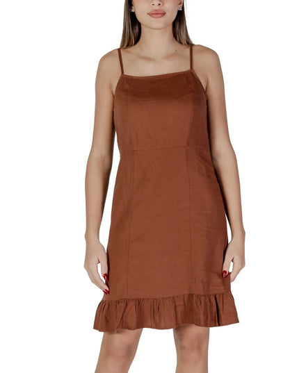 B.Young Brown Linen Midi Dress