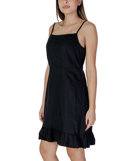 B.Young Black Linen Midi Dress