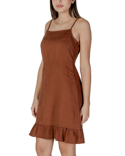 B.Young Brown Linen Midi Dress