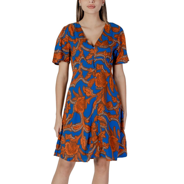 B.Young Blue Viscose Midi Dress
