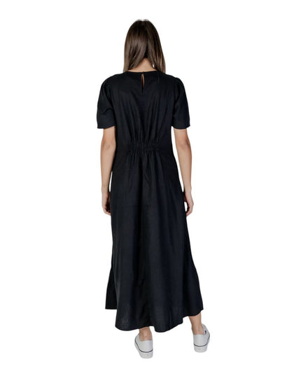 B.Young Black Linen Long Dress