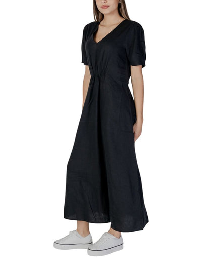 B.Young Black Linen Long Dress