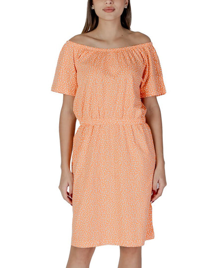 B.Young Orange Cotton Short Dress