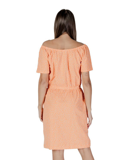 B.Young Orange Cotton Short Dress