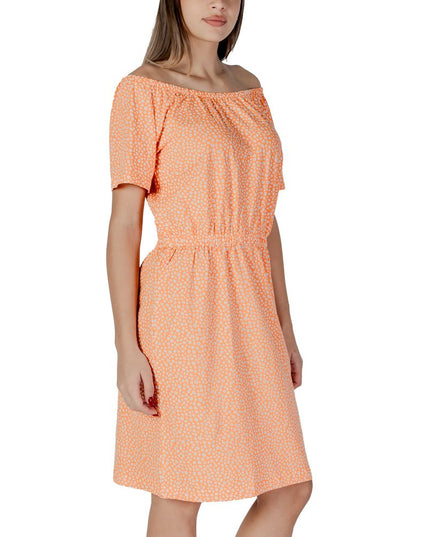 B.Young Orange Cotton Short Dress