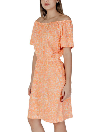 B.Young Orange Cotton Short Dress
