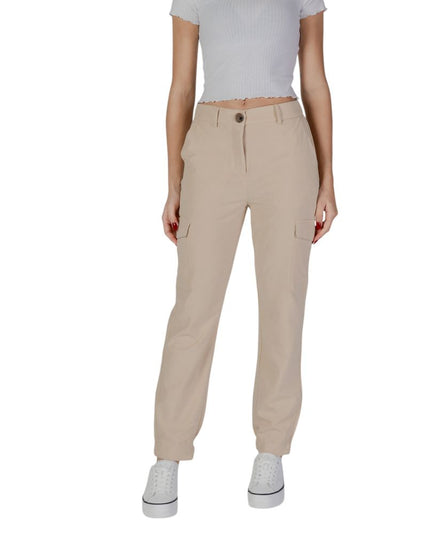 B.Young Beige Polyester Cargo Pants
