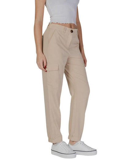 B.Young Beige Polyester Cargo Pants