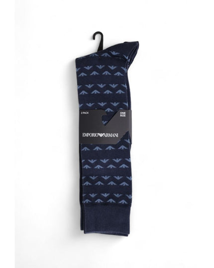 Emporio Armani Underwear Blue Cotton Socks