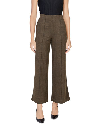 ICHI Green Polyester Casual Pants