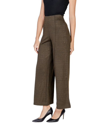 ICHI Green Polyester Casual Pants