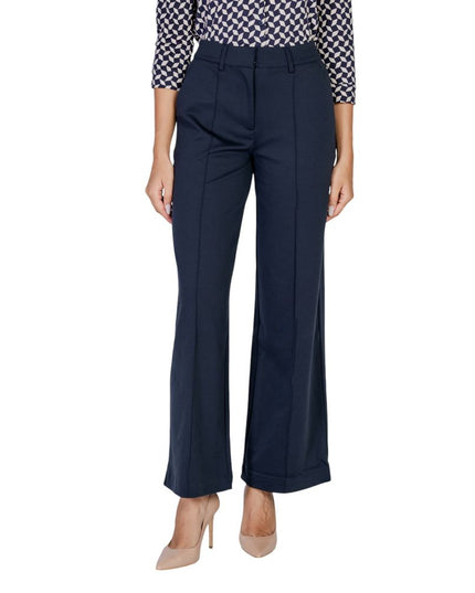 ICHI Blue Polyester Casual Pants