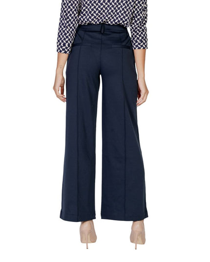 ICHI Blue Polyester Casual Pants