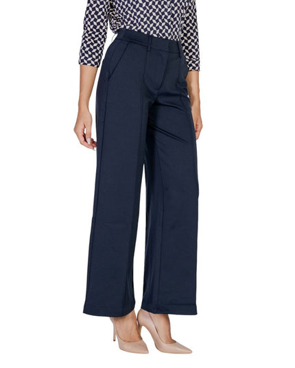 ICHI Blue Polyester Casual Pants