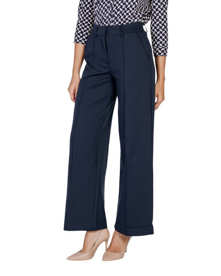 ICHI Blue Polyester Casual Pants