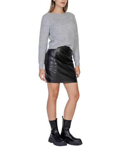 ICHI Black Polyethylene Mini Skirt