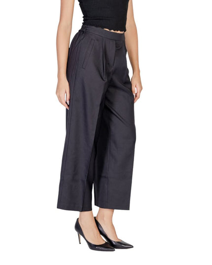 ICHI Black Polyester Casual Pants