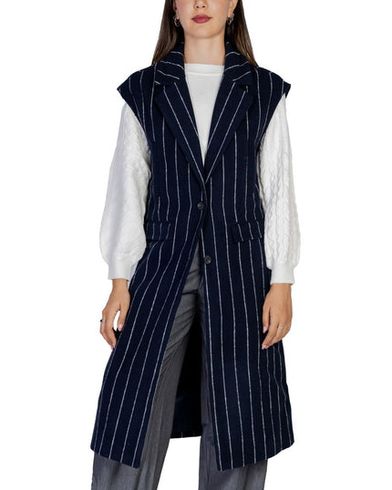 ICHI Blue Polyester Sleveless Jacket