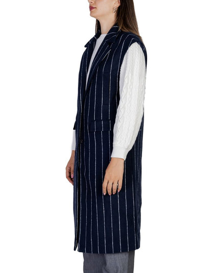 ICHI Blue Polyester Sleveless Jacket