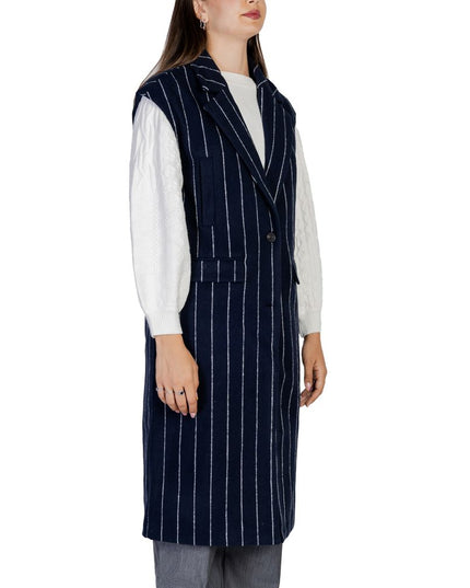 ICHI Blue Polyester Sleveless Jacket