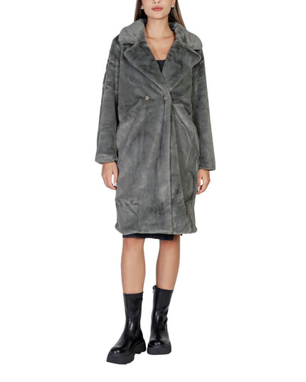 ICHI Black Polyester Coat