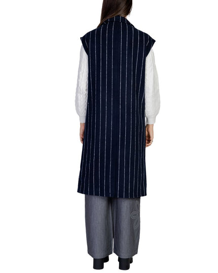 ICHI Blue Polyester Sleveless Jacket