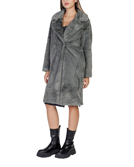 ICHI Black Polyester Coat