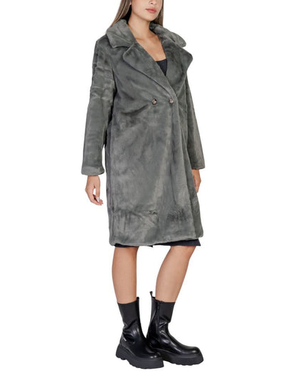 ICHI Black Polyester Coat